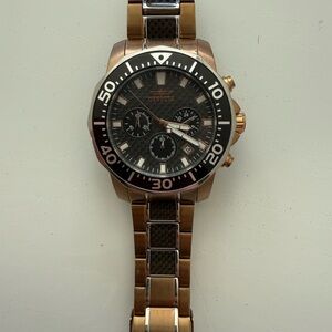 Invicta 17255 45mm Mens Pro Diver 
Rose Gold and Black Chronograph Watch